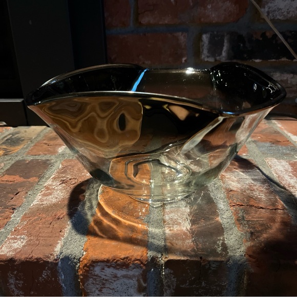 Other - Vintage Bowl Mid Century Silver Fade Glass Triangle Dessert Salad Snacks 9”